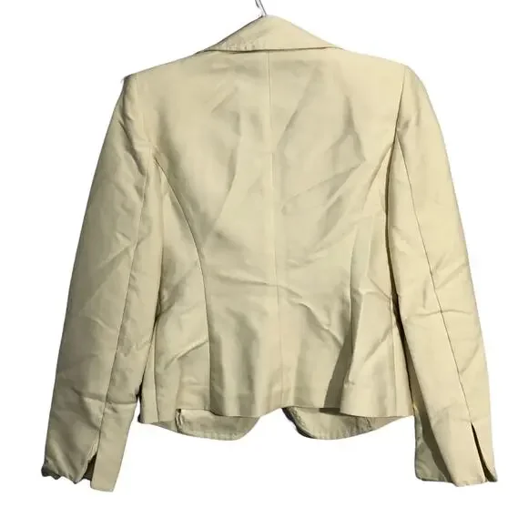 Max Mara Women's Ruffle Lapel One Button Split Cuff Blazer Jacket Size 2 Cream